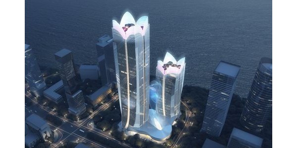 廣州知識城新地標——智薈塔，建筑形如“花朵”綻放